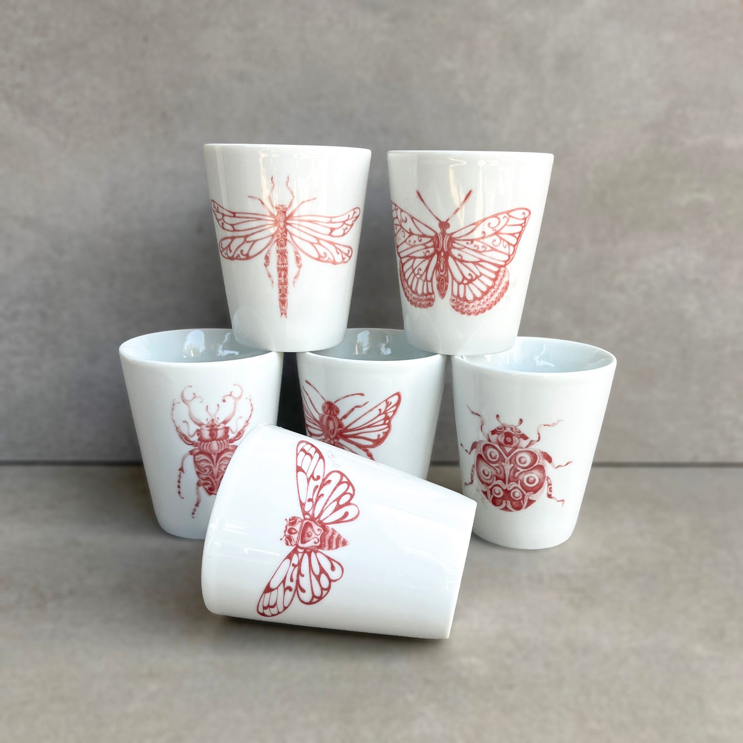6 Mugs porcelana Barroco color magenta